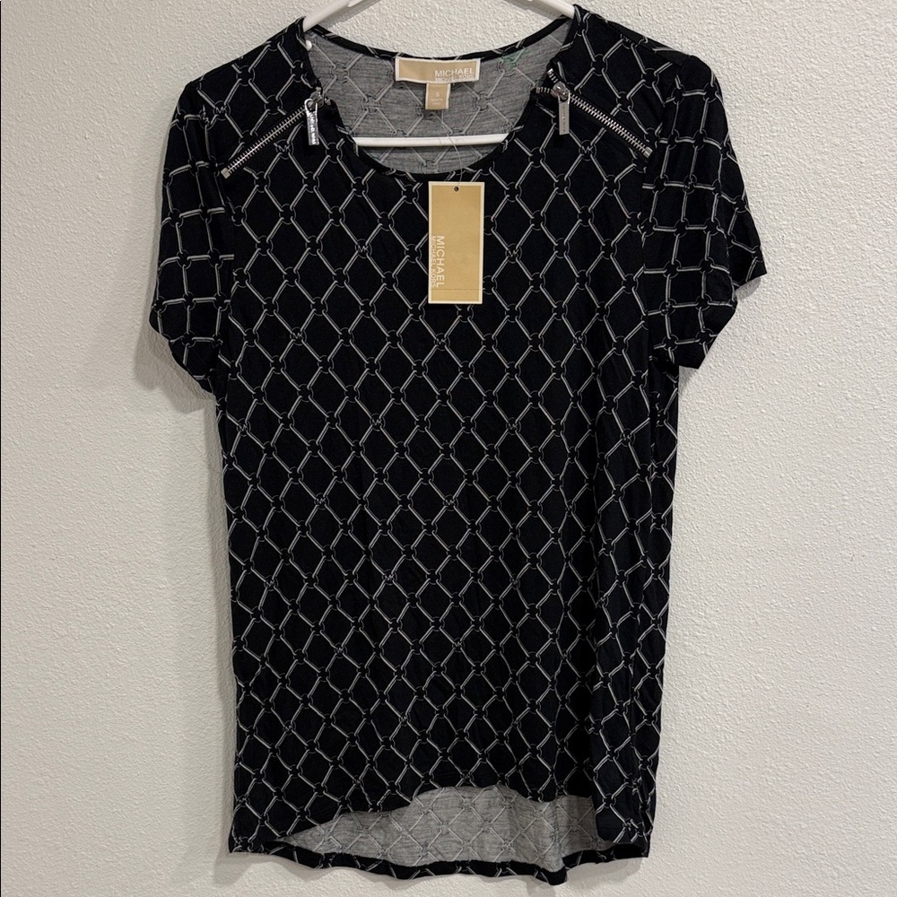 Michael Kors Geometric Black and White Tee